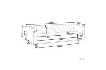 Daymian Sofa 3-seter - Grå/Mørkt tre - Møbler - Sofaer - Sofa 3 seter