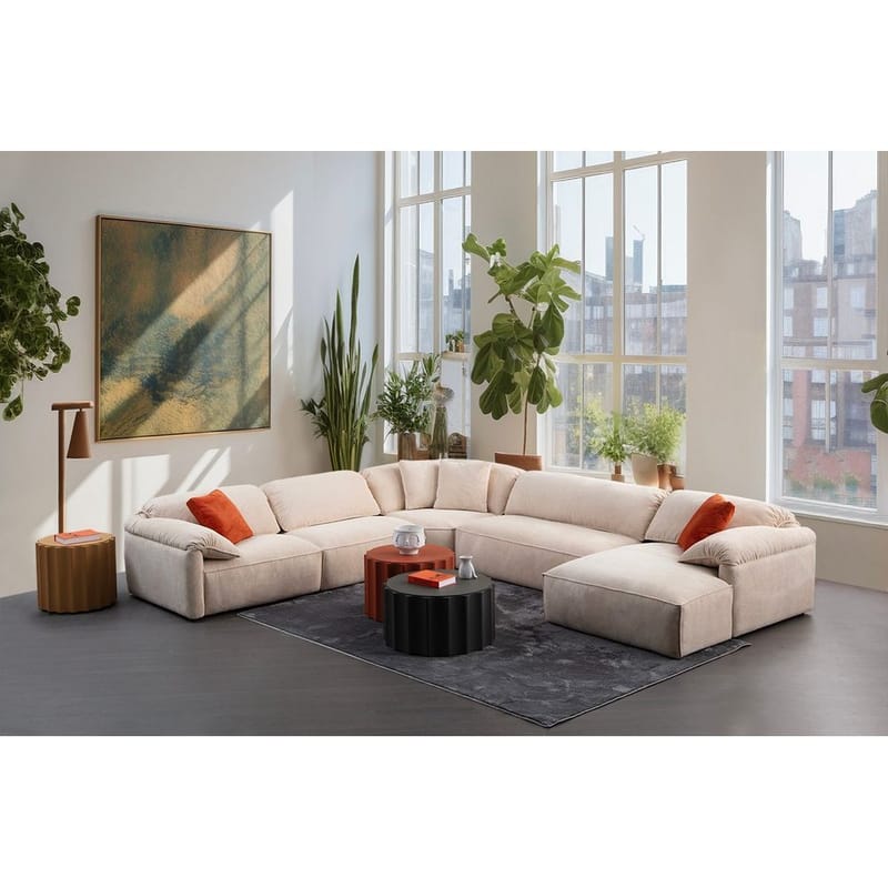 Derebasi 6-seters Hjørnesofa Två Hörn - Kremhvit - Møbler - Sofaer - Hjørnesofa