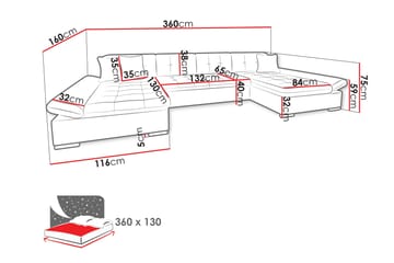 Dewitt Sovesofa med Dobbel Sjeselong 4-seter i Bouclé - Grønn - Møbler - Sofaer - Sovesofaer