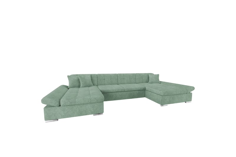 Dewitt Sovesofa med Dobbel Sjeselong 4-seter i Bouclé - Grønn - Møbler - Sofaer - Sovesofaer
