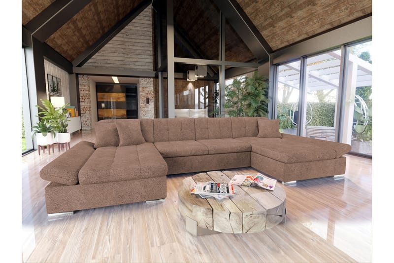 Dewitt Sovesofa med Dobbel Sjeselong 4-seter i Bouclé - Rosa - Møbler - Sofaer - Sovesofaer