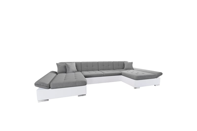 Dewitt Sovesofa med Dobbel Sjeselong 4-seter i Kunstlær - Hvit / Grå - Møbler - Sofaer - Sovesofaer