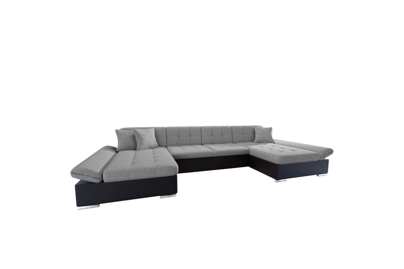 Dewitt Sovesofa med Dobbel Sjeselong 4-seter i Kunstlær - Svart / Grå - Møbler - Sofaer - Sovesofaer