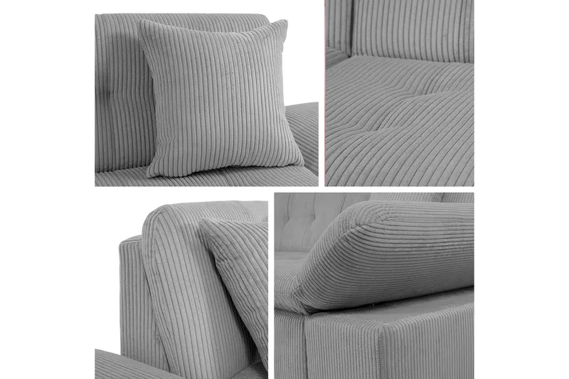 Djerra Sofa med Divan 3-seter - Grå/Svart - Møbler - Sofaer - Sofa med sjeselong