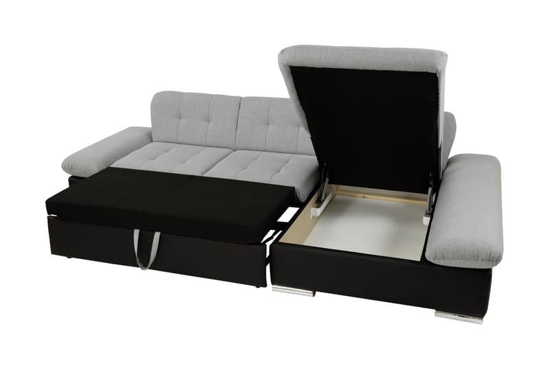 Djerra Sovesofa med Sjeselong 3-seter i Bouclé - Grå - Møbler - Sofaer - Sovesofaer