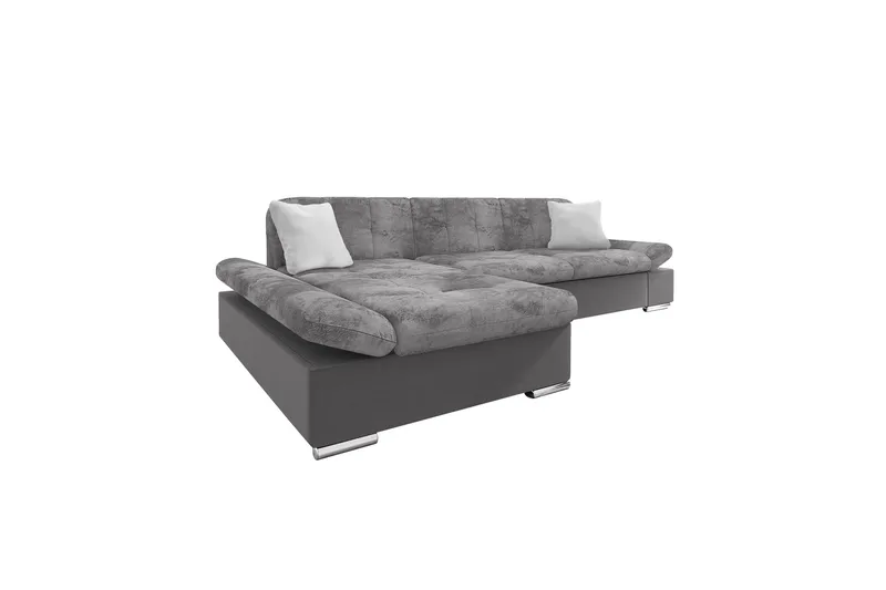 Djerra Sovesofa med Sjeselong 3-seter i Fløyel, Mørkegrå / Lysegrå