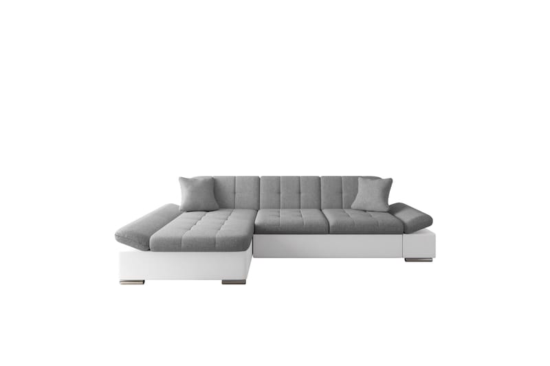 Djerra Sovesofa med Sjeselong 3-seter i Kunstlær - Hvit / Grå - Møbler - Sofaer - Sovesofaer