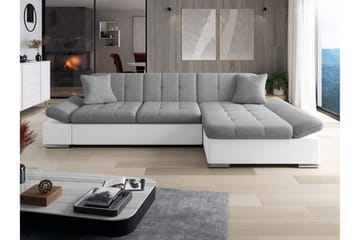 Djerra Sovesofa med Sjeselong 3-seter i Kunstlær - Hvit / Grå - Møbler - Sofaer - Sovesofaer
