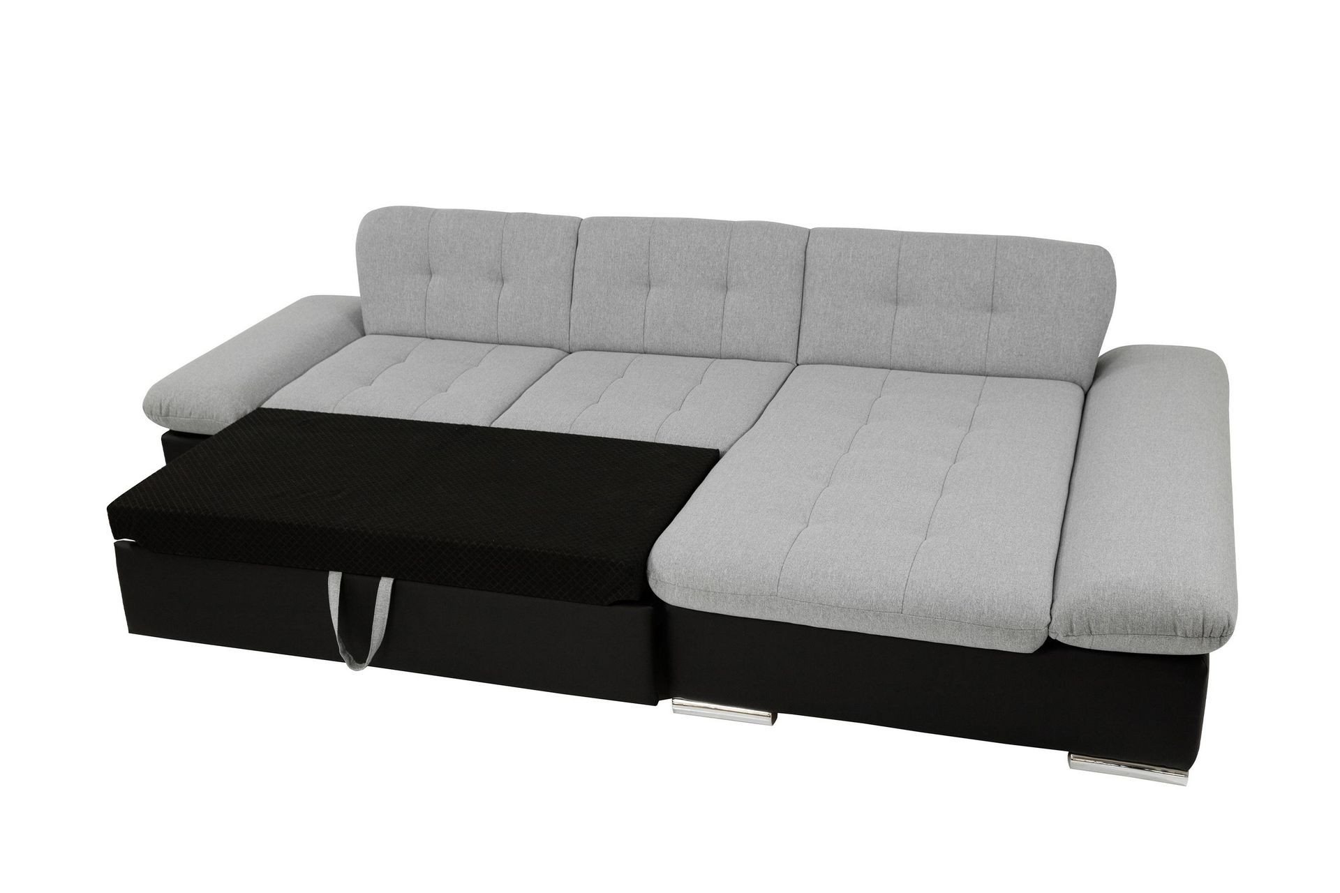 Djerra Sovesofa med Sjeselong 3-seter i Kunstlær - Svart / Grå - Møbler - Sofaer - Sovesofaer