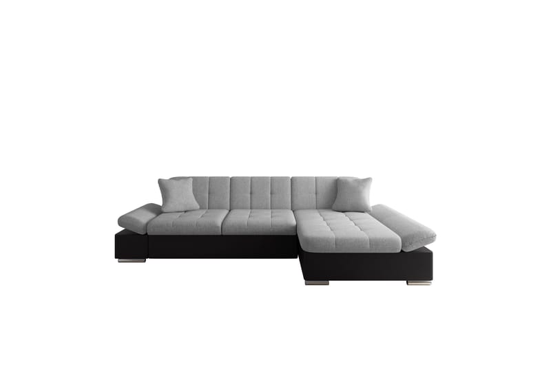 Djerra Sovesofa med Sjeselong 3-seter i Kunstlær - Svart / Grå - Møbler - Sofaer - Sovesofaer