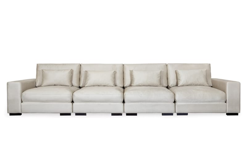 Dubai 4-seters Sofa Fløyel - Hvit - Fløyel sofaer - 4 seter sofa