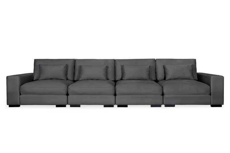 Dubai 4-seters Sofa Fløyel, Mørkegrå