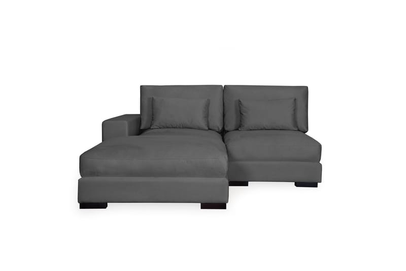 Dubai Divansofa Høyre fløyel - Mørkegrå - Sofa med sjeselong - Fløyel sofaer - 2 seters sofa med divan