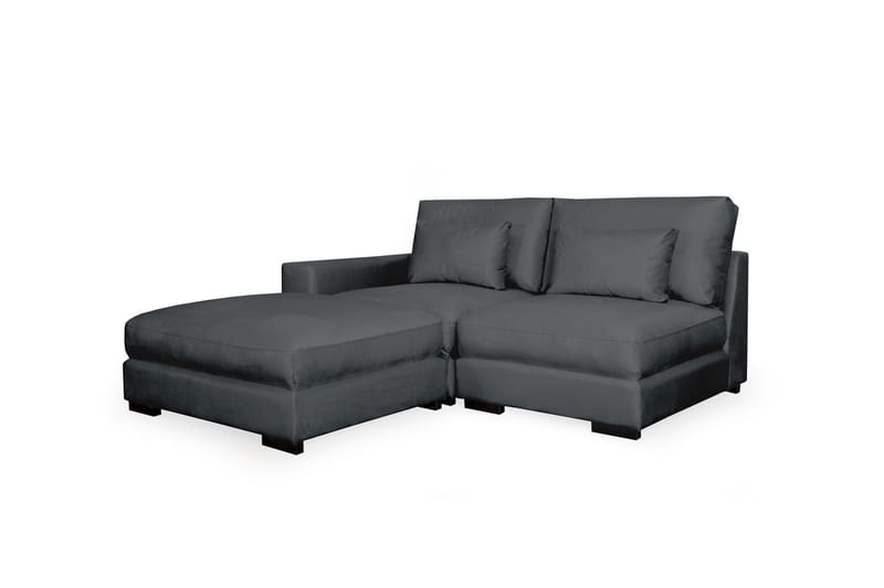 Dubai Divansofa Høyre fløyel - Mørkegrå - Sofa med sjeselong - Fløyel sofaer - 2 seters sofa med divan