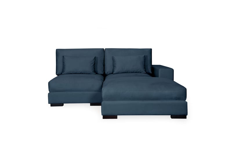 Dubai Divansofa Left Velvet - Blå - Sofa med sjeselong - Fløyel sofaer - 2 seters sofa med divan