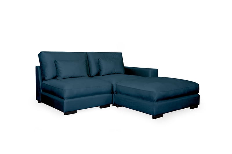 Dubai Divansofa Left Velvet - Blå - Sofa med sjeselong - Fløyel sofaer - 2 seters sofa med divan