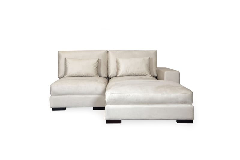 Dubai Divansofa Venstre Fløyel - Hvit - Sofa med sjeselong - Fløyel sofaer - 2 seters sofa med divan