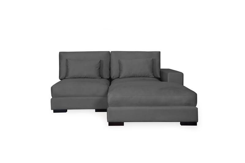 Dubai Divansofa Venstre Fløyel - Mørkegrå - Sofa med sjeselong - Fløyel sofaer - 2 seters sofa med divan