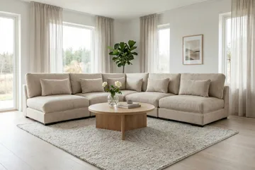 Dubai hjørnesofa ekstra dyp i Chenille - Beige - Møbler - Sofaer - Hjørnesofa