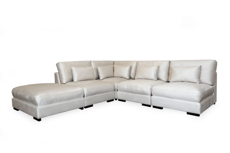 Dubai sjeselong sofa Right Velvet - Hvit - Sofa med sjeselong - 4 seters sofa med divan - Fløyel sofaer