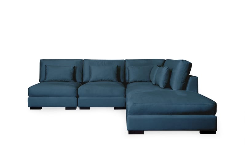 Dubai Sjeselongsofa Venstre Fløyel - Blå - Sofa med sjeselong - 4 seters sofa med divan - Fløyel sofaer