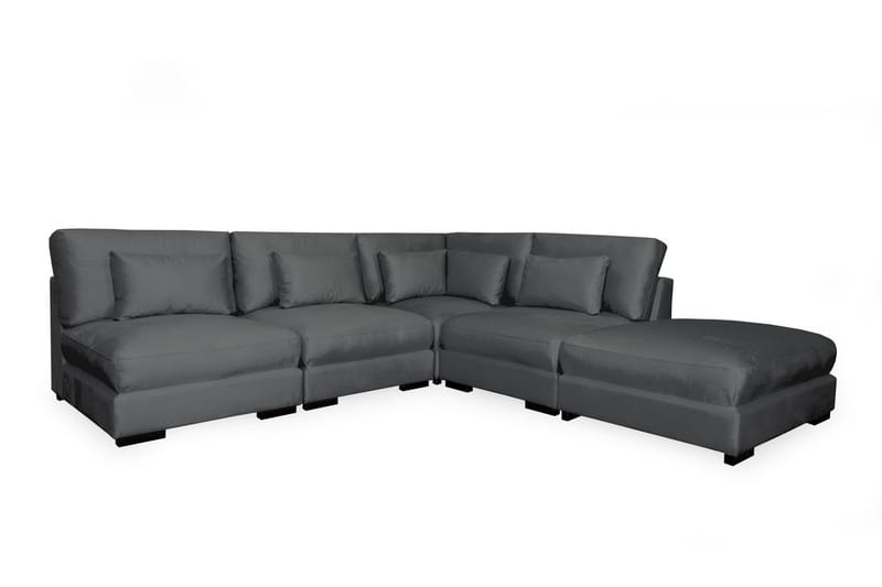 Dubai Sjeselongsofa Venstre Fløyel - Mørkegrå - Sofa med sjeselong - 4 seters sofa med divan - Fløyel sofaer