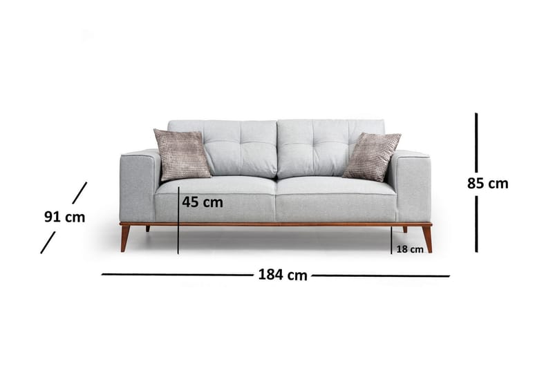 Dubar 2-Seter Sofa - Grå - 2 seter sofa