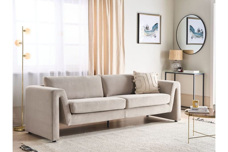 Durran Sofa 3-seter - Taupe/Svart - Møbler - Sofaer - Fløyel sofaer