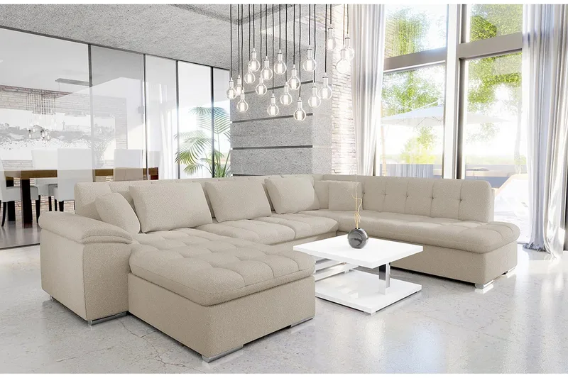 Dynir Sofa med Sjeselong og Divan 4-seter - Beige - Møbler - Sofaer - U-sofa