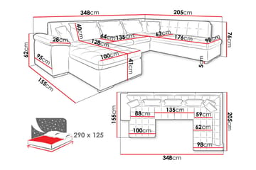Dynir Sofa med Sjeselong og Divan 4-seter - Blå/Beige - Møbler - Sofaer - U-sofa