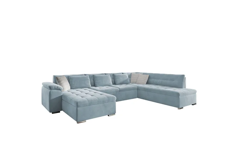 Dynir Sofa med Sjeselong og Divan 4-seter, Blå/Beige