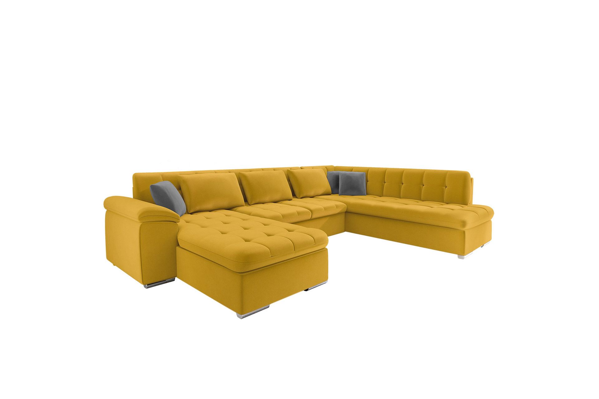 Dynir Sofa med Sjeselong og Divan 4-seter - Gul/Lys grå - Møbler - Sofaer - U-sofa
