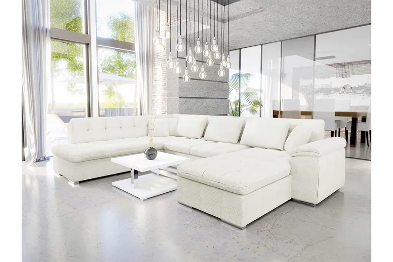 Dynir Sofa med Sjeselong og Divan 4-seter - Hvit - Møbler - Sofaer - U-sofa