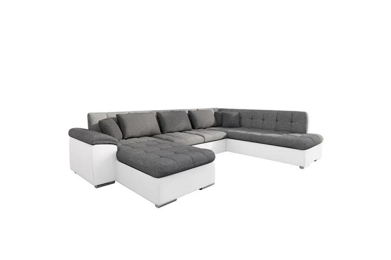 Dynir Sofa med Sjeselong og Divan 4-seter - Hvit/Grå - Møbler - Sofaer - Skinnsofaer