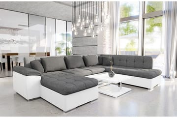 Dynir Sofa med Sjeselong og Divan 4-seter - Hvit/Grå - Møbler - Sofaer - Skinnsofaer