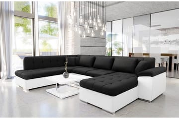 Dynir Sofa med Sjeselong og Divan 4-seter - Hvit/Svart - Møbler - Sofaer - Skinnsofaer