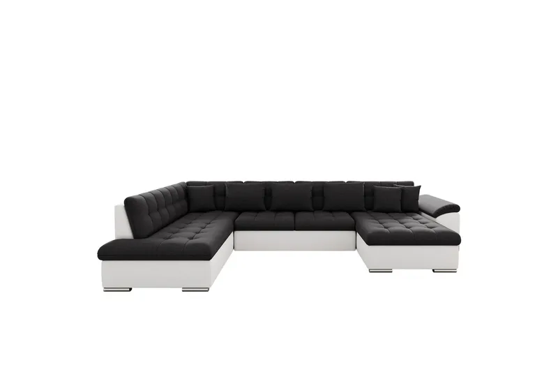Dynir Sofa med Sjeselong og Divan 4-seter - Hvit/Svart - Møbler - Sofaer - Skinnsofaer