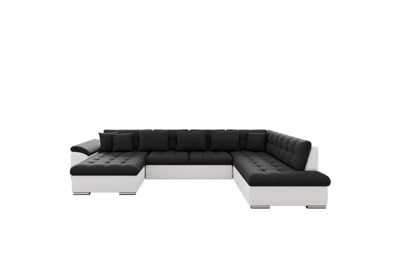 Dynir Sofa med Sjeselong og Divan 4-seter - Hvit/Svart - Møbler - Sofaer - Skinnsofaer