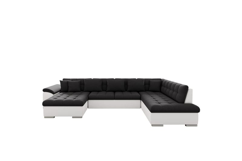 Dynir Sofa med Sjeselong og Divan 4-seter, Hvit/Svart