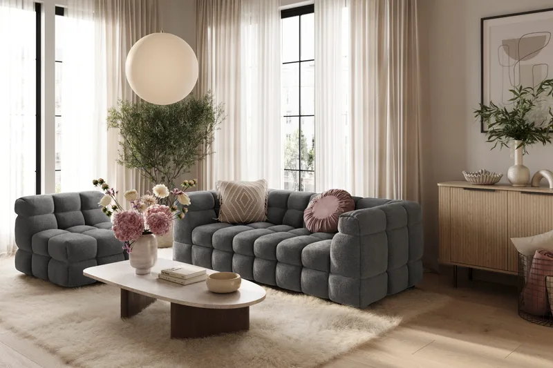 Elise 3-seters Sofa - Mørkegrå - Møbler - Sofaer - Sofa 3 seter