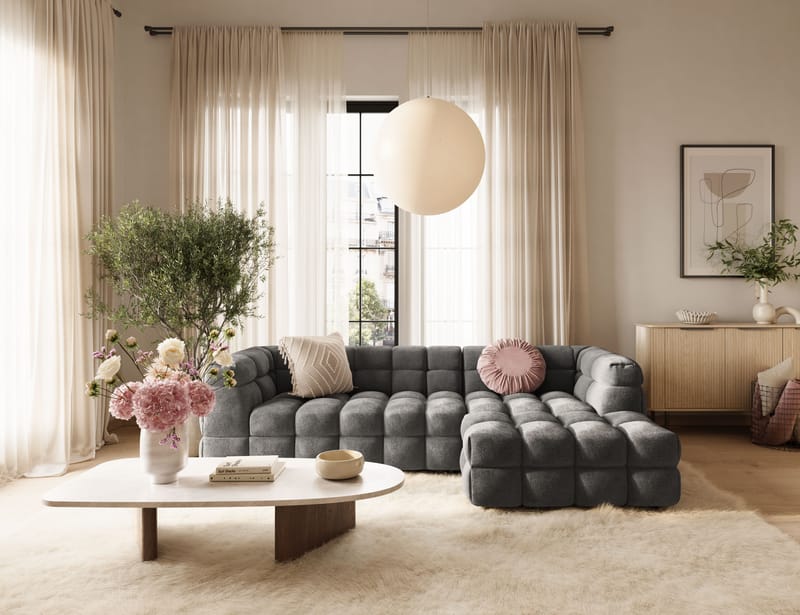 Elise 3-seters Sofa med Sjeselong Høyre - Mørkegrå - Møbler - Sofaer - Sofa med sjeselong