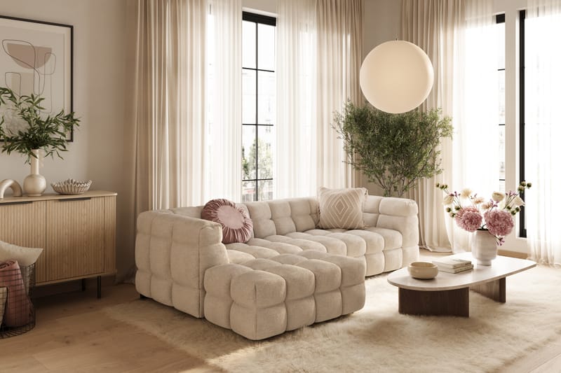 Elise 3-seters Sofa med Sjeselong Venstre - Beige - Møbler - Sofaer - Sofa med sjeselong
