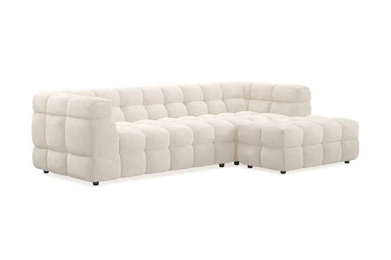 Elise 4-seters boblete sofa med divan på høyre side - Beige - Møbler - Sofaer - Sofa med sjeselong
