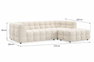Elise 4-seters Høyrevendt L-formet Boblete Divansofa 274 cm i Bouclé - Kremhvit - Møbler - Sofaer - Sofa med sjeselong