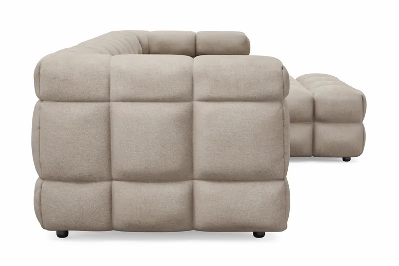 Elise 4-seters Høyrevendt L-formet Boblete Divansofa 274 cm i Stoff - Beige - Møbler - Sofaer - Sofa med sjeselong