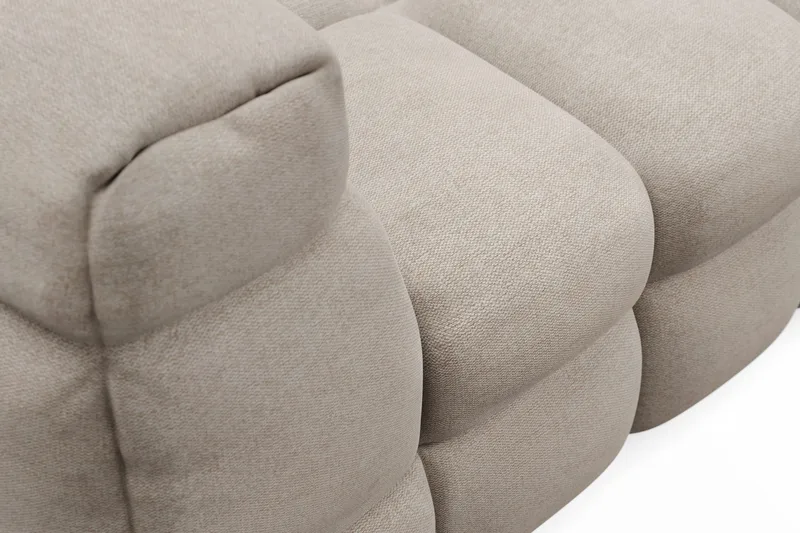 Elise 4-seters Høyrevendt L-formet Boblete Divansofa 274 cm i Stoff - Beige - Møbler - Sofaer - Sofa med sjeselong