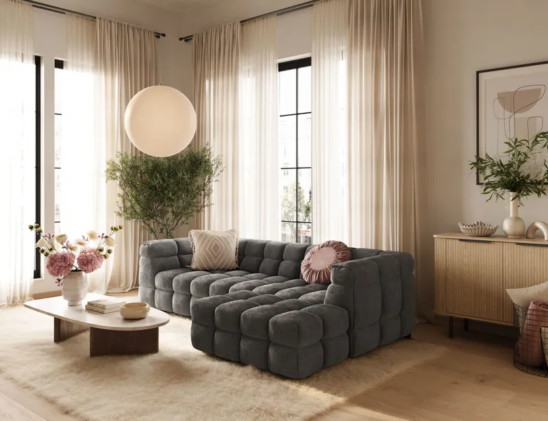 Elise 4-seters Sofa med Sjeselong Høyre - Mørkegrå - Møbler - Sofaer - Sofa med sjeselong