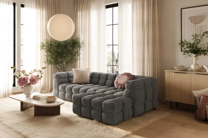 Elise 4-seters Sofa med Sjeselong Høyre - Mørkegrå - Møbler - Sofaer - Sofa med sjeselong