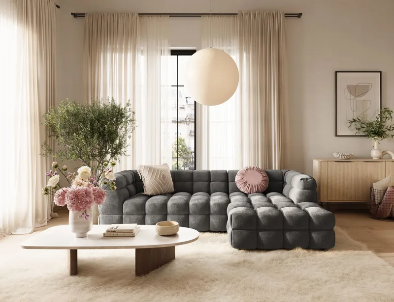 Elise 4-seters Sofa med Sjeselong Høyre - Mørkegrå - Møbler - Sofaer - Sofa med sjeselong