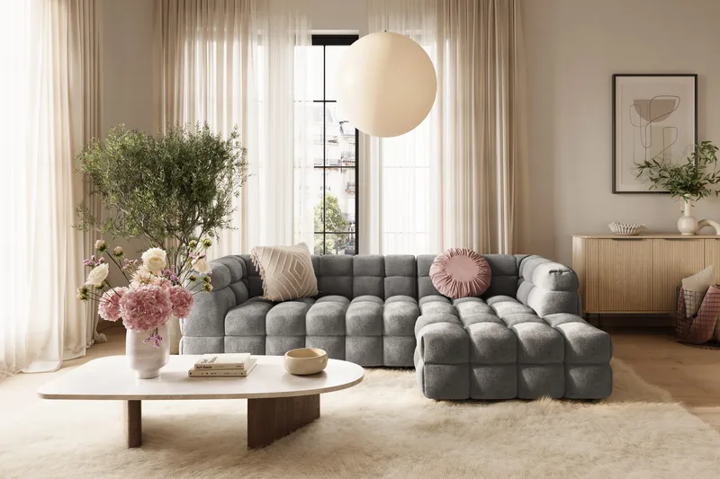 Elise 4-seters Sofa med Sjeselong Høyre - Mørkegrå - Møbler - Sofaer - Sofa med sjeselong